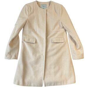 Eliza J Women Long Coat size XS Beige Wool Blend Lined Buttons Closure Elegant